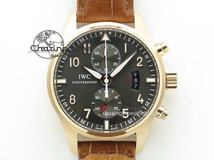 MIROTIME 0520 Youthful Pilot Chrono RG 3878 Gray Dial on Light Brown Leather Strap A 7394